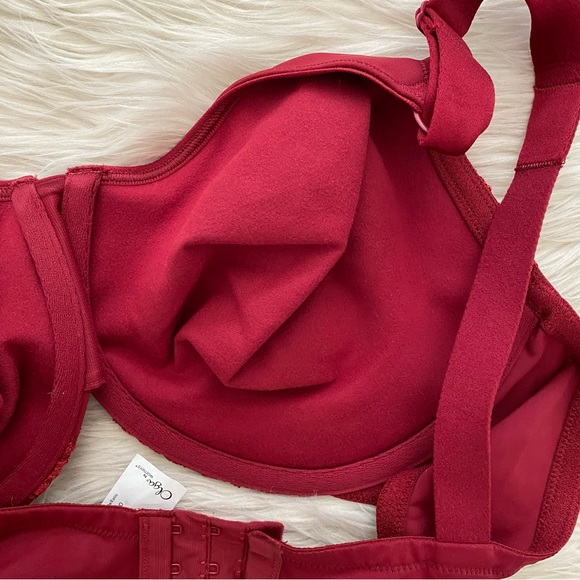 Olga Dark Red Lace Gentle Luxury Lift Bra 42D - Picture 8 of 11